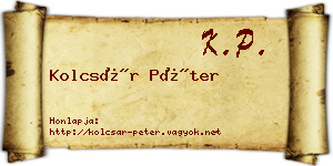 Kolcsár Péter névjegykártya