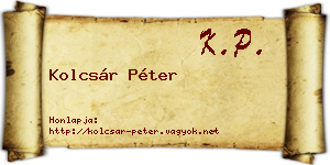 Kolcsár Péter névjegykártya