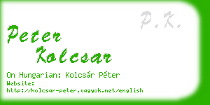 peter kolcsar business card