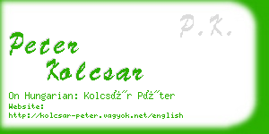 peter kolcsar business card